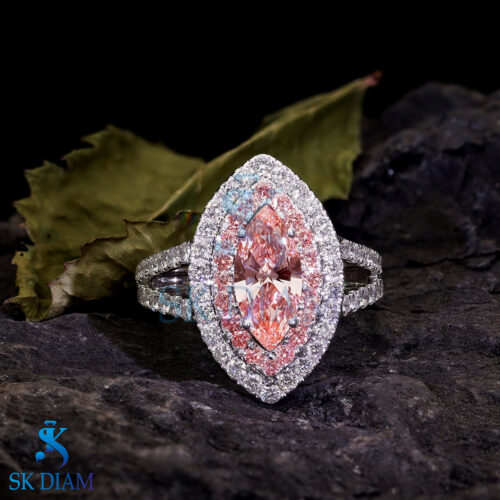 Pink Marquise 18Kt White Gold Ring