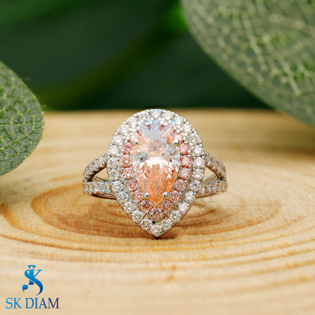 Pink Pear Diamond Ring