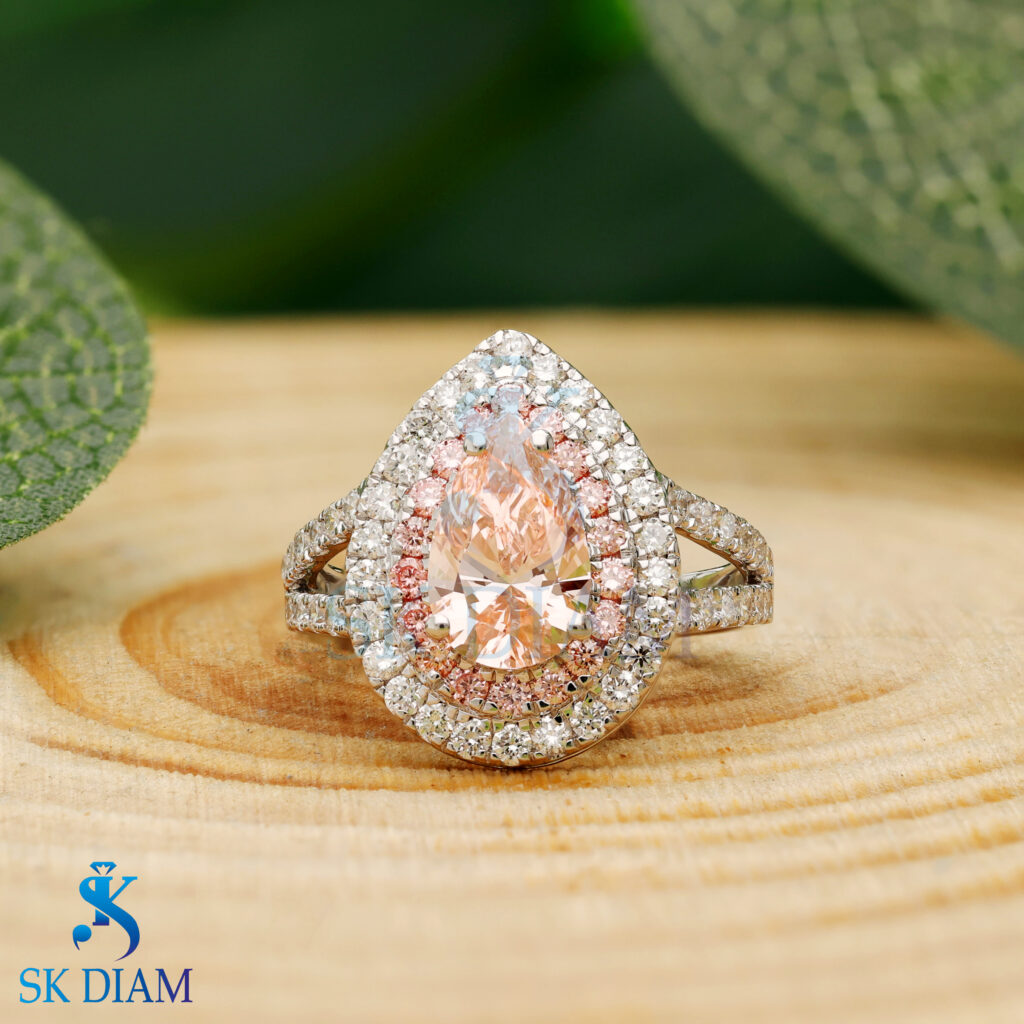 Pink Pear Diamond Ring