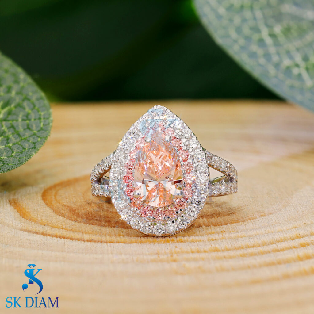 Pink Pear Diamond Ring