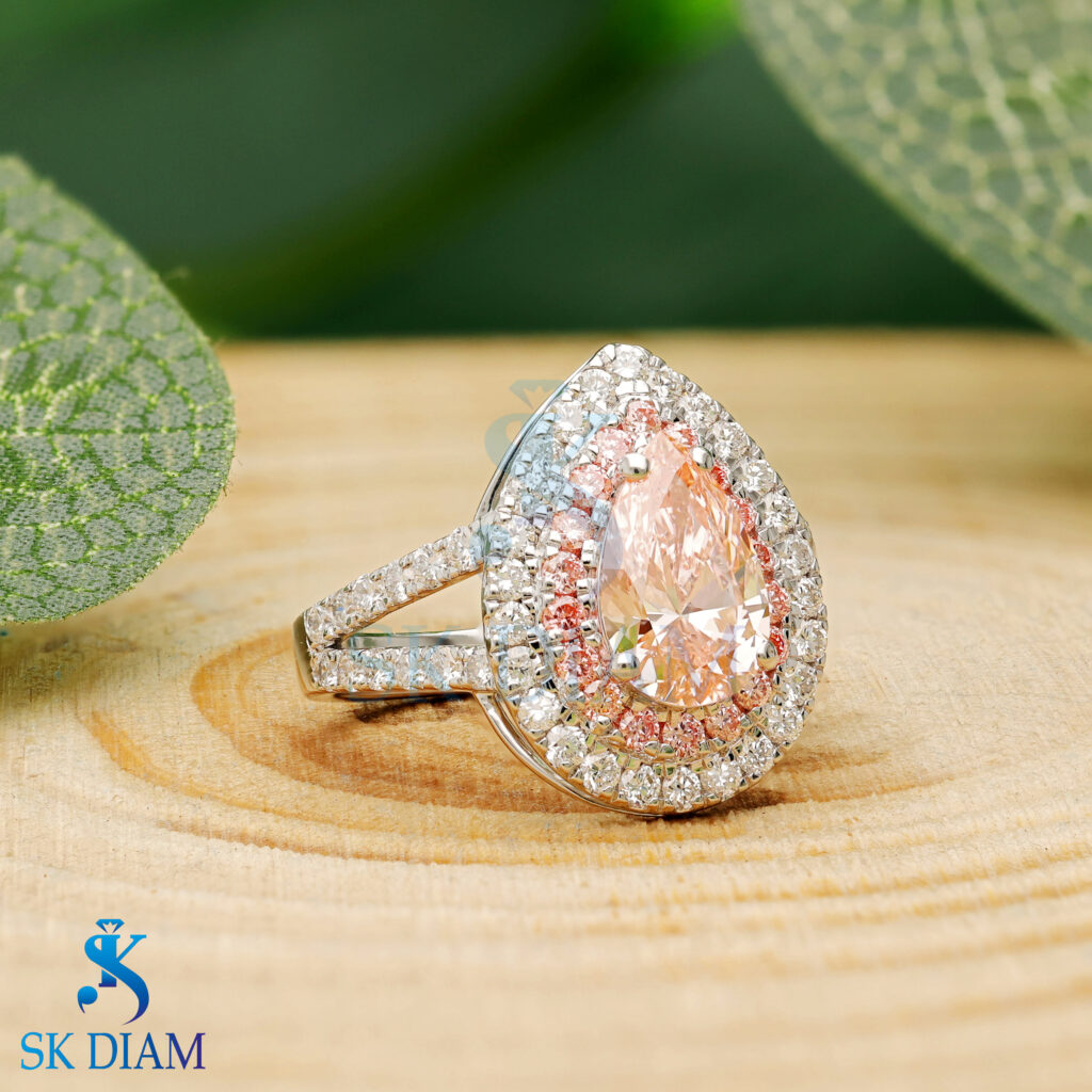 Pink Pear Diamond Ring