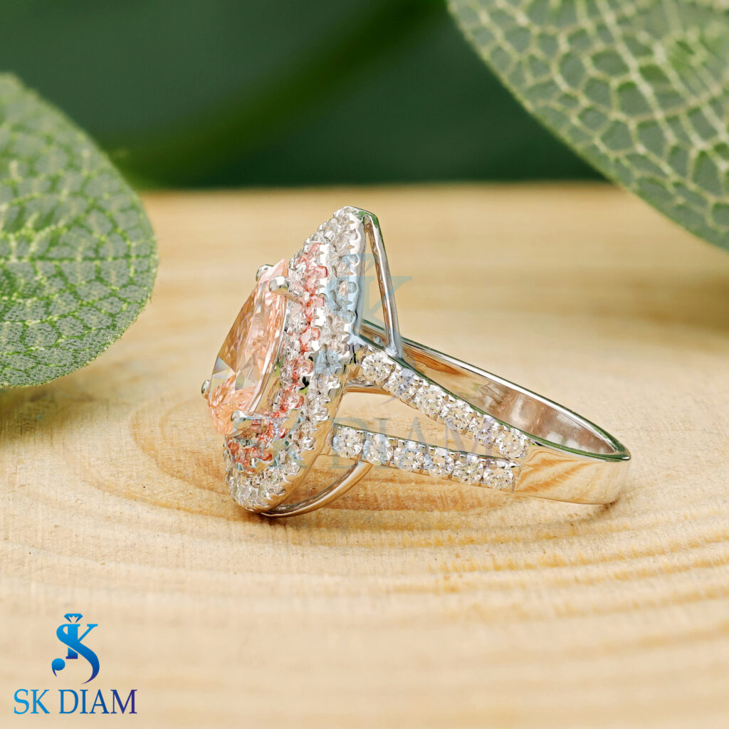 Pink Pear Diamond Ring