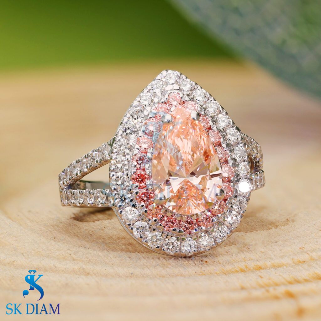 Pink Pear Diamond Ring