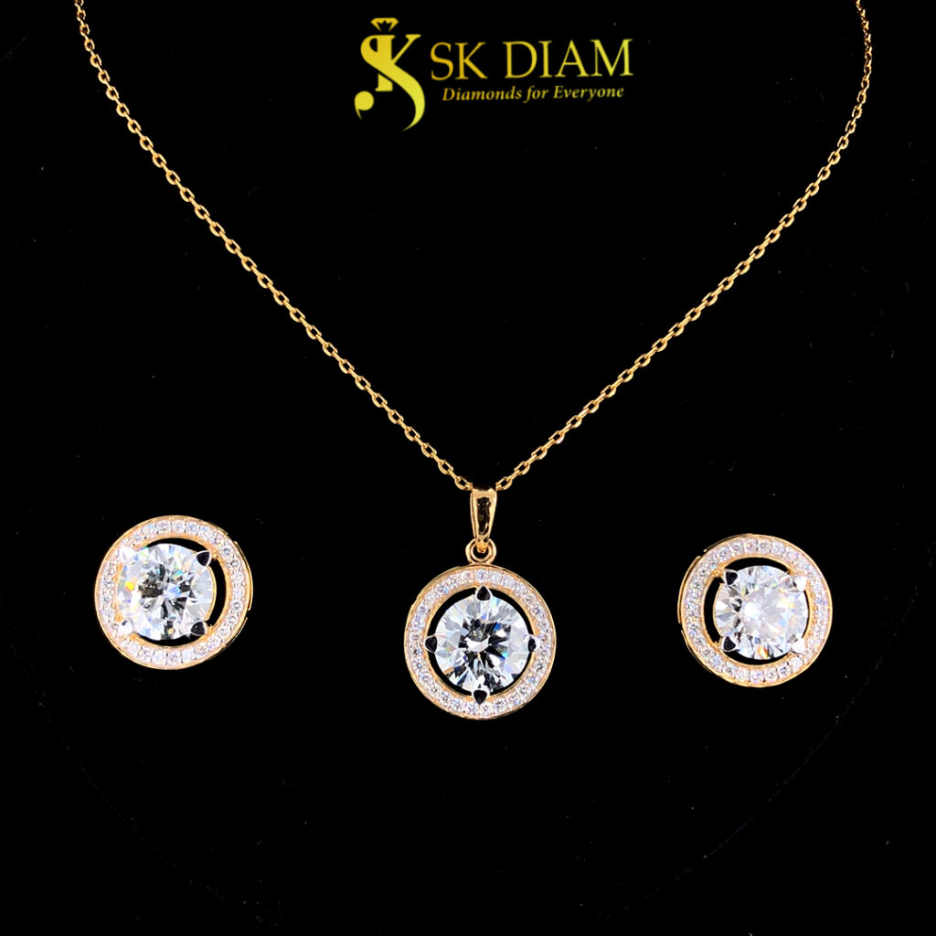 Halo Pendant Set with Earrings