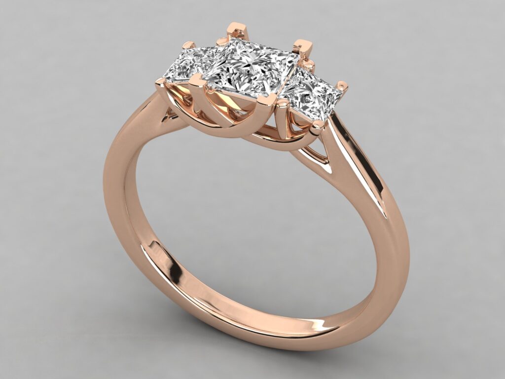 Exquisite 18KT Gold Princess Diamond Ring for Women