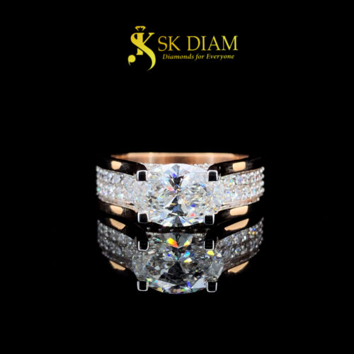 18K Gold Oval Diamond Ring by SK Diam