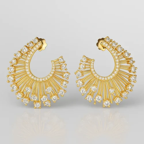 20250607 1118 Gold Diamond Earrings remix 01jx4ewtkdev6v2hrbxdtswdc6