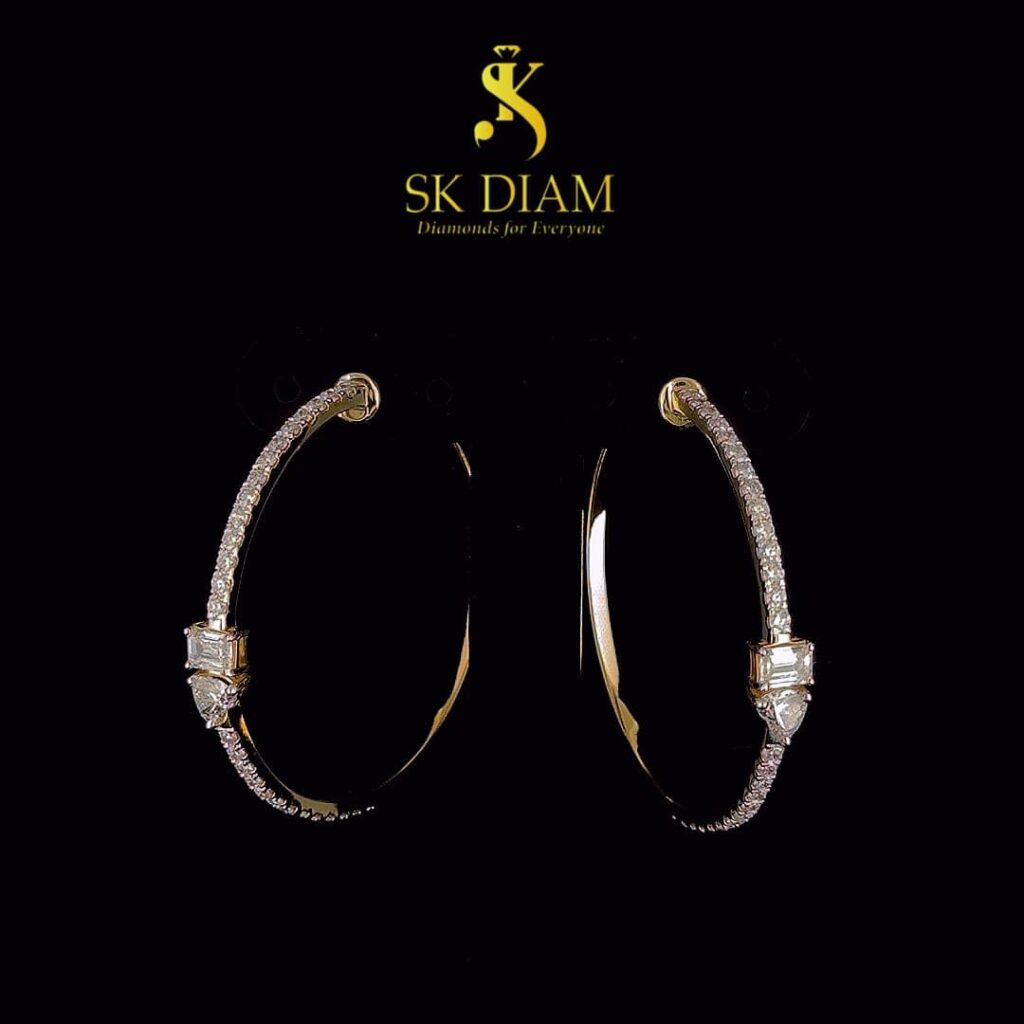 luxury Diamond Earring 18kt Gold Lab grown Diamond Made by Sk Diam