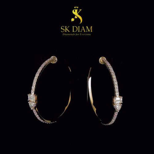 luxury Diamond Earring 18kt Gold Lab grown Diamond Made by Sk Diam
