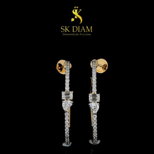 luxury Diamond Earring 18kt Gold Lab grown Diamond Made by Sk Diam